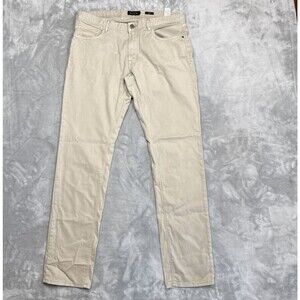 Massimo Dutti Men’s Slim Fit Jeans Size 34x33 Khaki Beige 100% Cotton Made in Tu